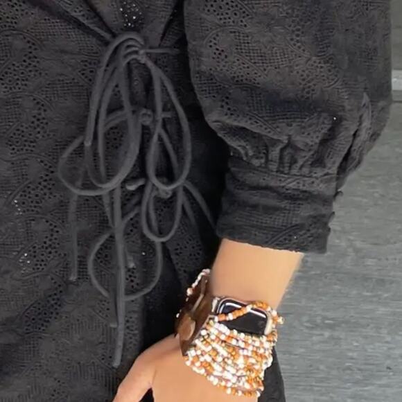 Hofmann Copenhagen Black Mini Wrap Dress SMALL Designer Lace Party Cottage $480 - Picture 11 of 13